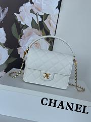 Chanel Mini Flap Bag Handle Caviar Gold White 19x14x4.5cm - 1