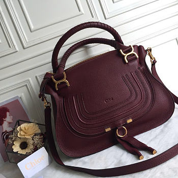 Chloe Marcie Double Carry Bag Wine 36x12x28cm