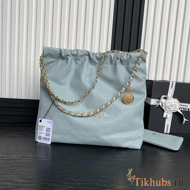 Chanel 22 Handbag Blue Calfskin Gold 39x42x8cm - 1