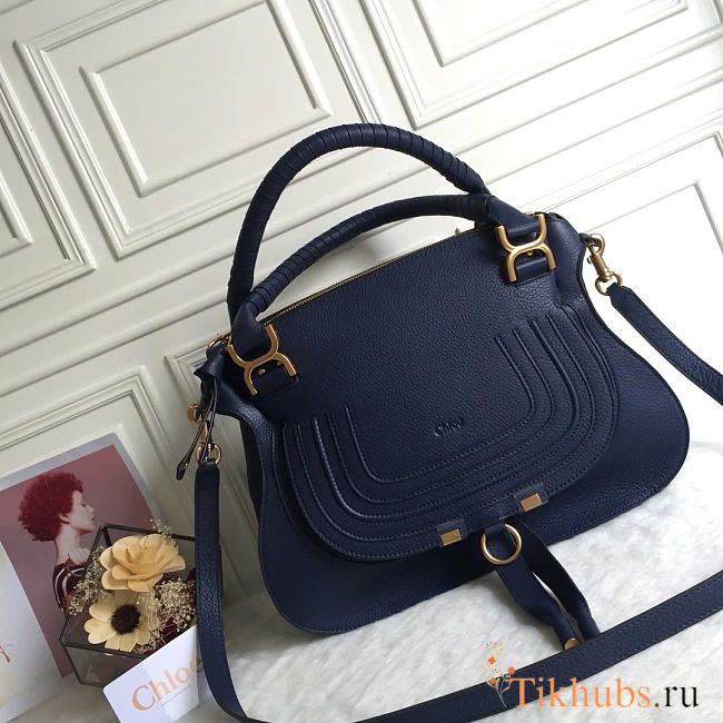 Chloe Marcie Double Carry Bag Navy Blue 36x12x28cm - 1