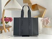 Chloe Large Woody Tote Bag Black Calfskin 45x33x13cm - 1
