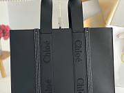 Chloe Large Woody Tote Bag Black Calfskin 45x33x13cm - 2
