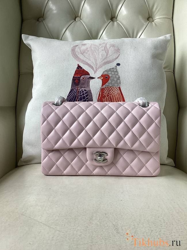 Chanel Flap Bag Light Pink Silver Lambskin 25cm - 1