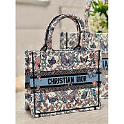 Dior Small Book Tote White Blue Papillon 26.5x22x14cm - 6