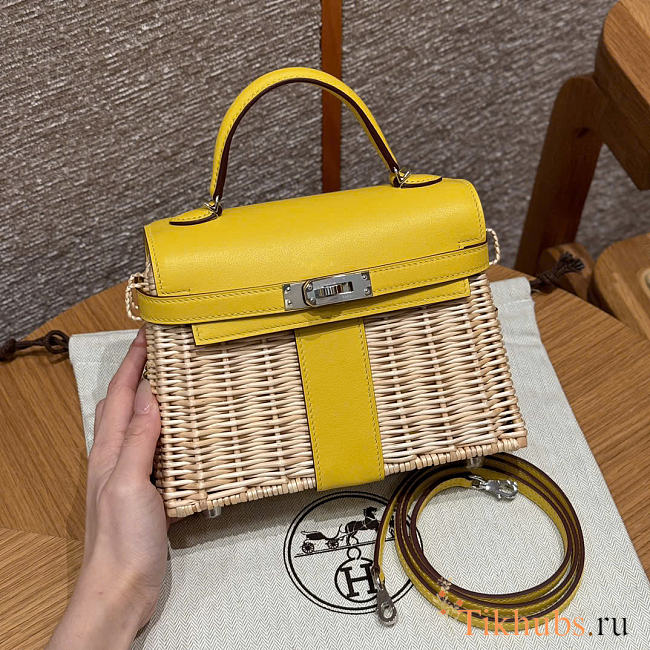 Hermes Kelly Picnic Mini Bag Yellow Silver 19cm - 1