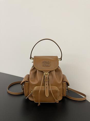 Miu Miu Leather Backpack Cognac 22x18x11.5cm