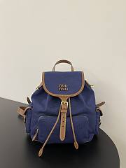 Miu Miu Canvas Leather Backpack Blue 29.5x25x12.5cm - 1