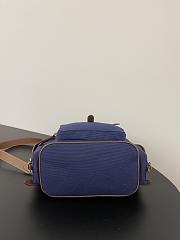 Miu Miu Canvas Leather Backpack Blue 29.5x25x12.5cm - 3