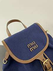 Miu Miu Canvas Leather Backpack Blue 29.5x25x12.5cm - 2