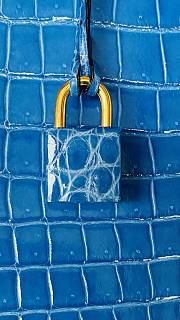 Hermes Birkin 25 Bag Blue Crocodile Gold 25cm - 5