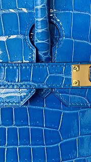 Hermes Birkin 25 Bag Blue Crocodile Gold 25cm - 3