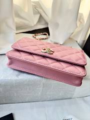 Chanel 24k Top Handle Wallet On Chain Pink Lambskin 19cm - 6