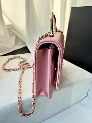 Chanel 24k Top Handle Wallet On Chain Pink Lambskin 19cm - 5