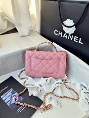 Chanel 24k Top Handle Wallet On Chain Pink Lambskin 19cm - 4