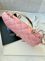 Chanel 24k Top Handle Wallet On Chain Pink Lambskin 19cm - 3