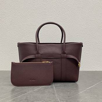 Loro Piana Ghiera Shopper Small Calfskin Wine 28x19x12cm