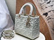 Dior Medium Lady Bag White Graphic Calfskin 24x21x12cm - 3