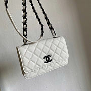 Chanel Wallet Chain Woc White Black Caviar 19cm - 4