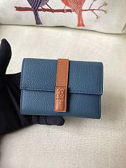 Loewe Small Vertical Wallet Steel Blue Tan 12x7.5x2.5cm - 1