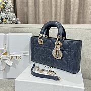 Dior Lady D-joy Bag Navy Blue Gold 26x13.5x5cm - 4