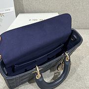 Dior Lady D-joy Bag Navy Blue Gold 26x13.5x5cm - 3