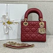 Dior Mini Lady Bag Red Wine Gold 17cm - 1