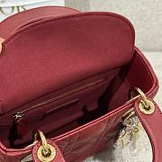 Dior Mini Lady Bag Red Wine Gold 17cm - 4