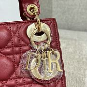 Dior Mini Lady Bag Red Wine Gold 17cm - 3