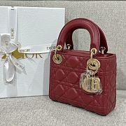 Dior Mini Lady Bag Red Wine Gold 17cm - 2