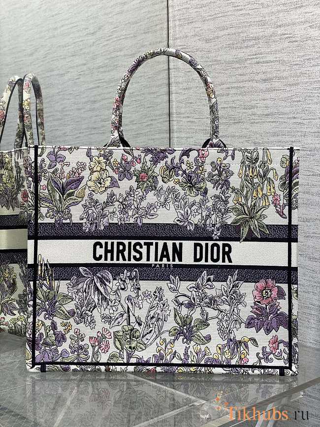 Dior Large Book Tote Embroidery Multicolor 42x18x35cm - 1