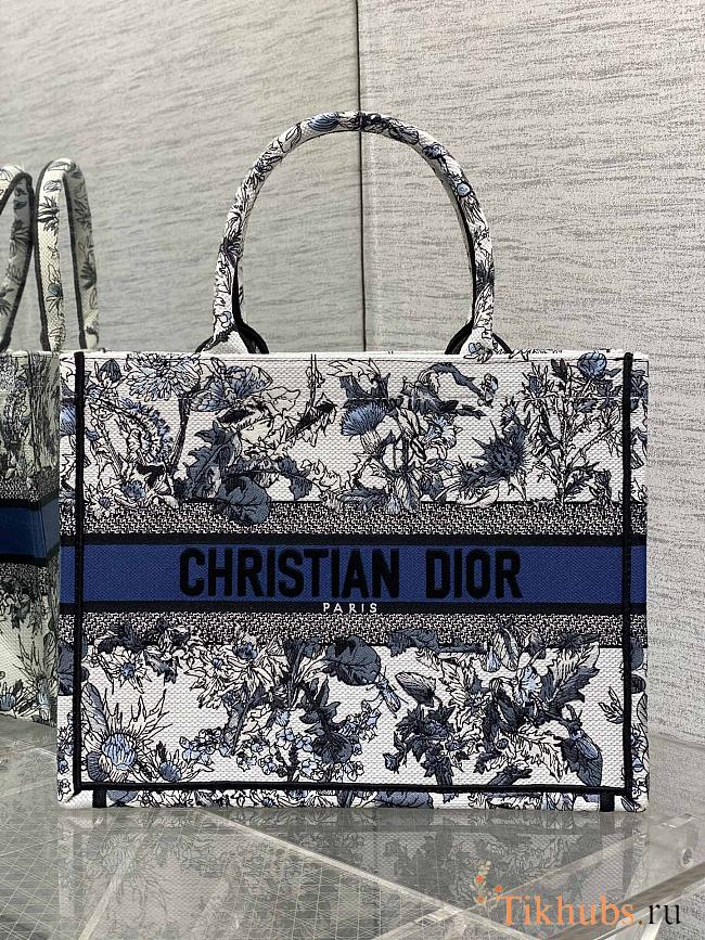 Dior Medium Book Tote Around The World Blue 36x18x28cm - 1