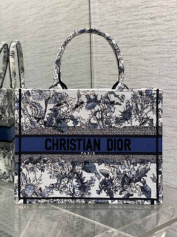 Dior Medium Book Tote Around The World Blue 36x18x28cm