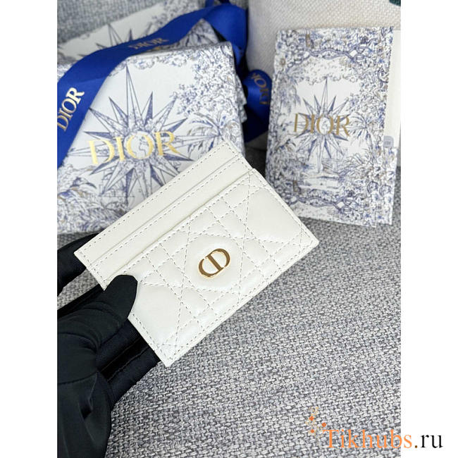 Dior Caro Freesia Card Holder White 10.5x7.5cm - 1