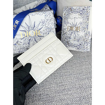Dior Caro Freesia Card Holder White 10.5x7.5cm