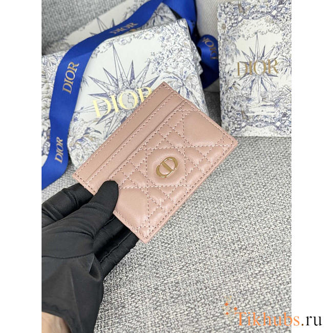 Dior Caro Freesia Card Holder Pink 10.5x7.5cm - 1