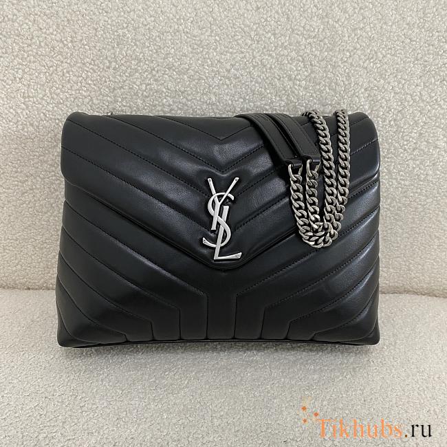 YSL Loulou Medium Bag Leather Black Silver 32x22x12cm - 1