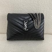 YSL Loulou Medium Bag Leather Black Silver 32x22x12cm - 1