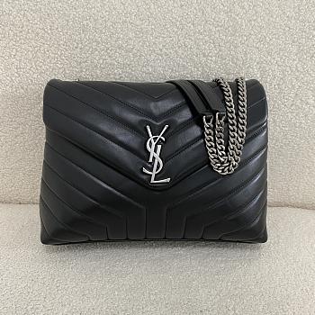 YSL Loulou Medium Bag Leather Black Silver 32x22x12cm