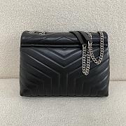 YSL Loulou Medium Bag Leather Black Silver 32x22x12cm - 5