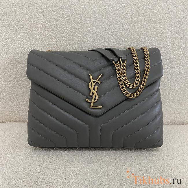 YSL Loulou Medium Bag Leather Grey Gold 32x22x12cm - 1