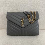 YSL Loulou Medium Bag Leather Grey Gold 32x22x12cm - 1