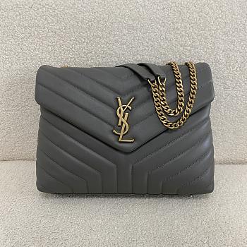 YSL Loulou Medium Bag Leather Grey Gold 32x22x12cm