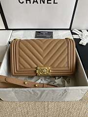 Chanel Leboy Bag Brown Caviar Gold Chevron 25cm - 1