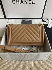 Chanel Leboy Bag Brown Caviar Gold Chevron 25cm - 5