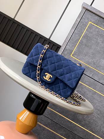 Chanel Flap Bag Blue Suede 20cm