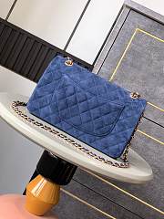 Chanel Flap Bag Blue Suede Gold 25cm - 4