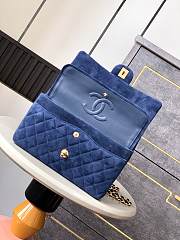 Chanel Flap Bag Blue Suede Gold 25cm - 3