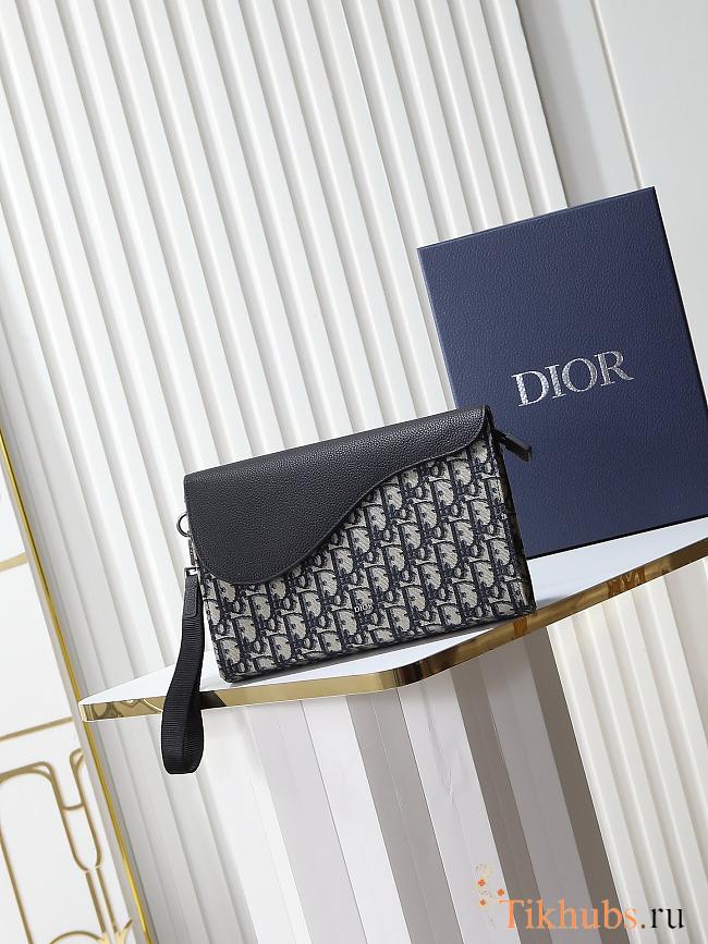 Dior Saddle A5 Triangle Pouch Beige Black 26x20.5x6.5cm - 1