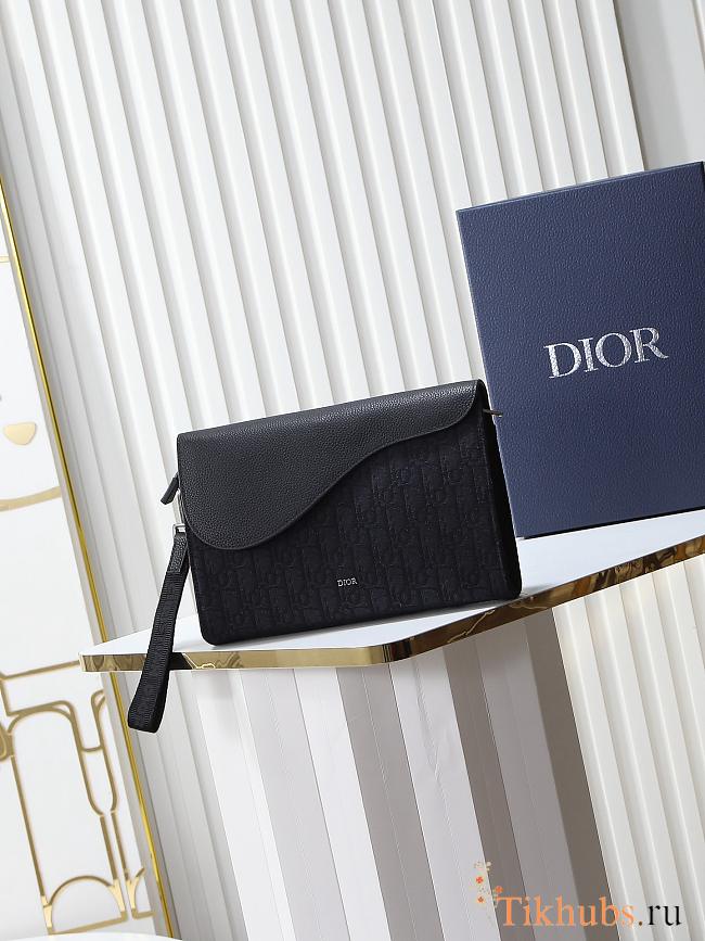 Dior Saddle A5 Triangle Pouch Black 26x20.5x6.5cm - 1