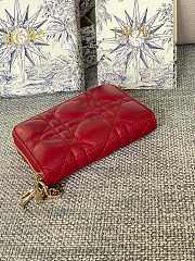 Dior Wallet Red Lambskin 11x8.5x2.5cm - 4